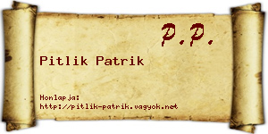 Pitlik Patrik névjegykártya